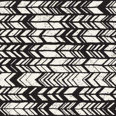 Dikişsiz el çekilmiş tarzı chevron desen siyah ve beyaz. Soyut vektör grungy arka plan