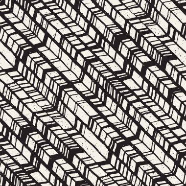 Dikişsiz el çekilmiş tarzı chevron desen siyah ve beyaz. Soyut vektör grungy arka plan