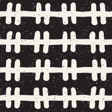 El çizimi pürüzsüz desen. Soyut geometrik şekiller arka plan siyah ve beyaz. Vektör etnik stil kirli dokusu.