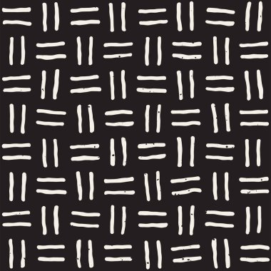 El çizimi pürüzsüz desen. Soyut geometrik şekiller arka plan siyah ve beyaz. Vektör etnik stil kirli dokusu.