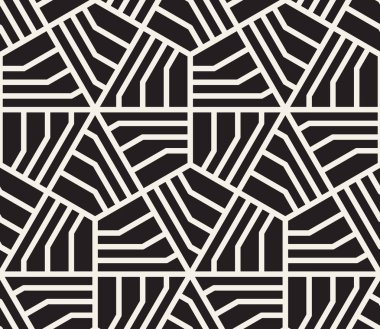 Vektör kusursuz desen. Modern stil soyut doku. Çizgili elementten geometrik fayanslar tekrarlanıyor