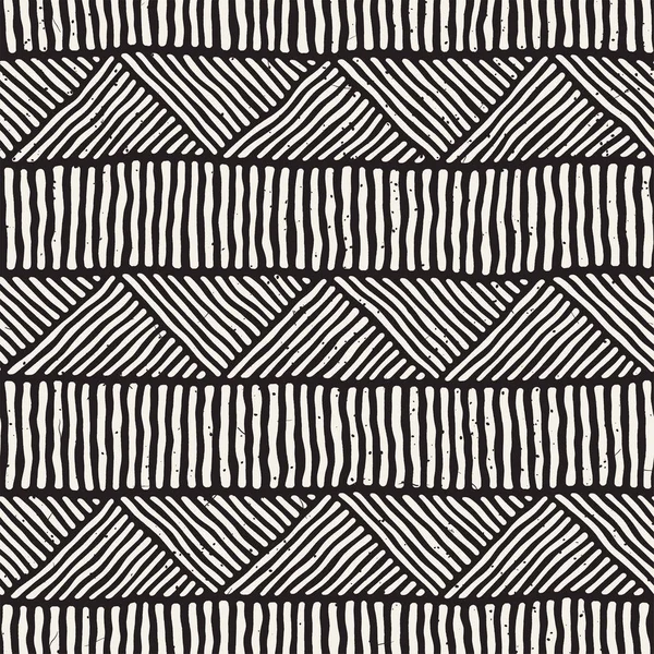Kesintisiz Geometrik Doodle Desen Siyah Beyaz Adstract Çizilmiş Çizgiler Retro — Stok Vektör