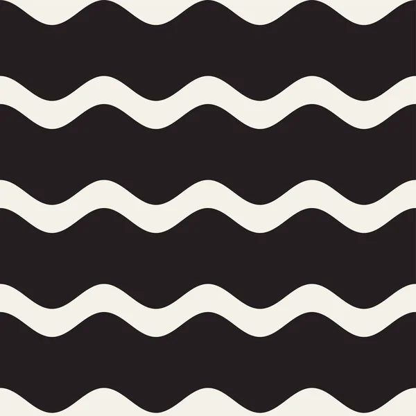 Motif Simple Lignes Ondulées Noires Blanches Sans Vecteur Résumé Contexte — Image vectorielle