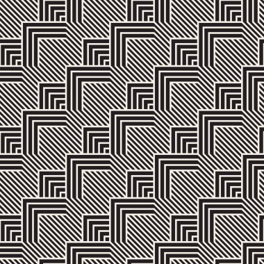 Vektör kusursuz desen. Modern stil soyut doku. Çizgili elementten geometrik fayanslar tekrarlanıyor