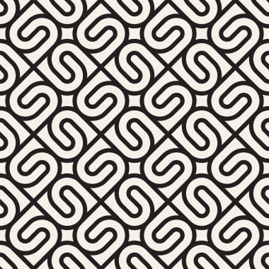 Vektörsüz mozaik çizgiler. Modern stil soyut doku. Çizgili elementlerle geometrik fayanslar tekrarlanıyor