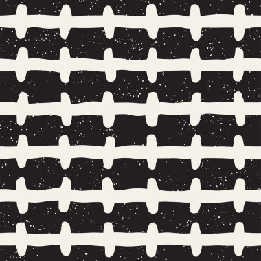 El çizimi pürüzsüz desen. Soyut geometrik şekiller arka plan siyah ve beyaz. Vektör etnik stil kirli dokusu.