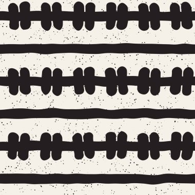 El çizimi pürüzsüz desen. Soyut geometrik şekiller arka plan siyah ve beyaz. Vektör etnik stil kirli dokusu.