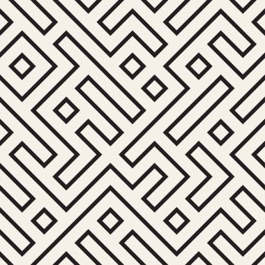 Düzensiz labirent hat kafes. Geometrik arka plan tasarlamak. Vektör Dikişsiz siyah-beyaz desen.