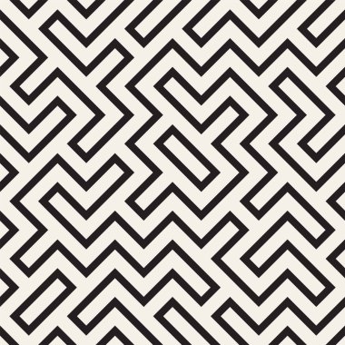 Düzensiz labirent hat kafes. Geometrik arka plan tasarlamak. Vektör Dikişsiz siyah-beyaz desen.