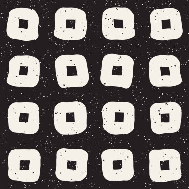 El çizimi pürüzsüz desen. Soyut geometrik şekiller arka plan siyah ve beyaz. Vektör etnik stil kirli dokusu.