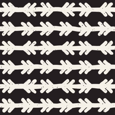 Elle çizilmiş stil etnik seamless modeli. Grungy geometrik şekiller arka plan siyah ve beyaz.