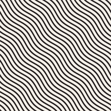 Vektör sorunsuz siyah ve beyaz elle çizilmiş dalgalı çizgiler basit bilmece