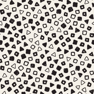 Elle çizilmiş siyah beyaz mürekkep soyut, pürüzsüz desen. Vektör stili grunge dokusu. Tek renkli geometrik dağınık şekiller boya fırça çizgileri