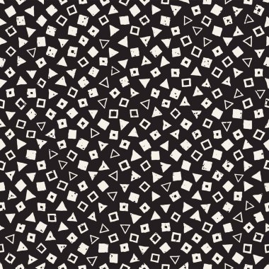 Elle çizilmiş siyah beyaz mürekkep soyut, pürüzsüz desen. Vektör stili grunge dokusu. Tek renkli geometrik dağınık şekiller boya fırça çizgileri