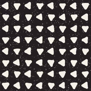 El çizimi pürüzsüz desen. Soyut geometrik şekiller arka plan siyah ve beyaz. Vektör etnik stil kirli dokusu.