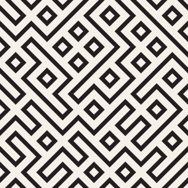 Düzensiz labirent hat kafes. Geometrik arka plan tasarlamak. Vektör Dikişsiz siyah-beyaz desen.