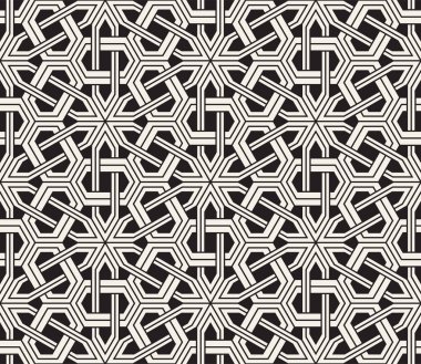 Vektör kusursuz desen. Modern stil soyut doku. Çizgili elementten geometrik fayanslar tekrarlanıyor