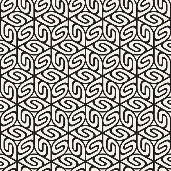 矢量无缝线条马赛克图案 现代风格的抽象纹理 带有条纹元的重复几何瓷砖 — 图库矢量图片