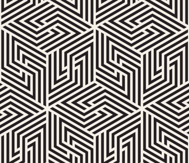 Vektör kusursuz desen. Modern stil soyut doku. Çizgili elementten geometrik fayanslar tekrarlanıyor