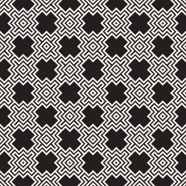 Vektörsüz mozaik çizgiler. Modern stil soyut doku. Çizgili elementlerle geometrik fayanslar tekrarlanıyor