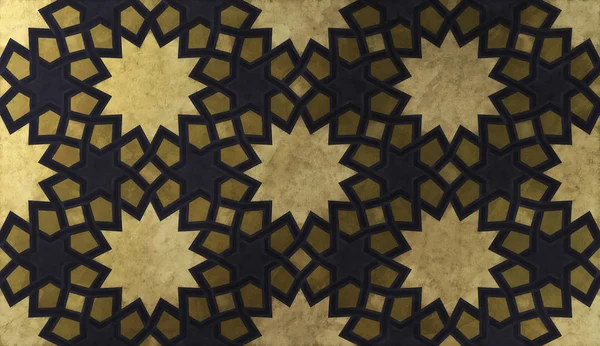 伝統的な東洋のグラフィック モチーフに基づく背景デザイン イラスト 黄金の芸術的な質感を持つイスラムの装飾的なパターン インター レース ラインと幾何学的なアラビアの民族モザイク タイル張りの装飾品 — ストック写真