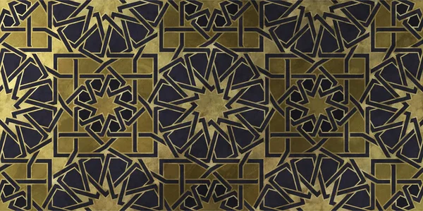 Geleneksel oryantal grafik motiflerle alan arka plan tasarımı. Altın sanatsal doku ile İslam dekoratif desen. Çizgiler ve geometrik kiremitli süsler titreşim ile Arap etnik mozaik.