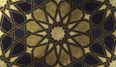 Geleneksel oryantal grafik motiflerle alan arka plan tasarımı. Altın sanatsal doku ile İslam dekoratif desen. Çizgiler ve geometrik kiremitli süsler titreşim ile Arap etnik mozaik.