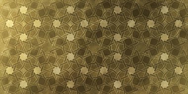 Geleneksel oryantal grafik motiflerle alan arka plan tasarımı. Altın sanatsal doku ile İslam dekoratif desen. Çizgiler ve geometrik kiremitli süsler titreşim ile Arap etnik mozaik.