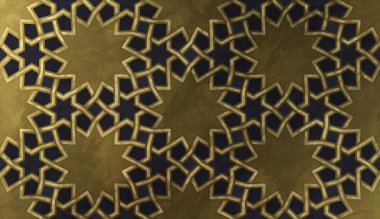 Geleneksel oryantal grafik motiflerle alan arka plan tasarımı. Altın sanatsal doku ile İslam dekoratif desen. Çizgiler ve geometrik kiremitli süsler titreşim ile Arap etnik mozaik.