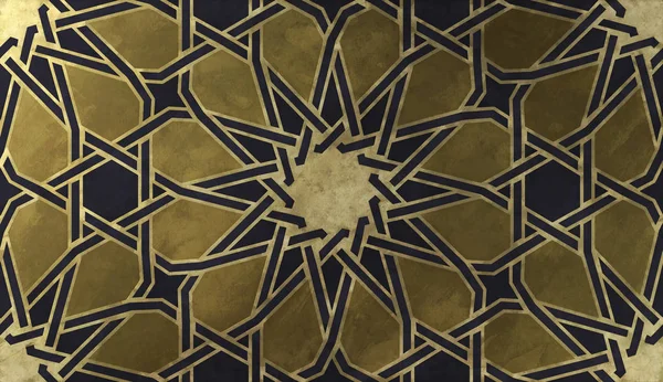 Geleneksel oryantal grafik motiflerle alan arka plan tasarımı. Altın sanatsal doku ile İslam dekoratif desen. Çizgiler ve geometrik kiremitli süsler titreşim ile Arap etnik mozaik.