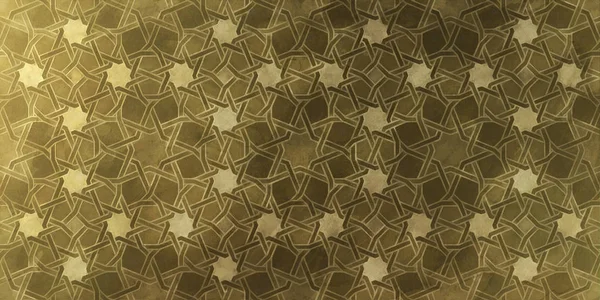 Geleneksel oryantal grafik motiflerle alan arka plan tasarımı. Altın sanatsal doku ile İslam dekoratif desen. Çizgiler ve geometrik kiremitli süsler titreşim ile Arap etnik mozaik.