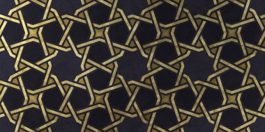 Geleneksel oryantal grafik motiflerle alan arka plan tasarımı. Altın sanatsal doku ile İslam dekoratif desen. Çizgiler ve geometrik kiremitli süsler titreşim ile Arap etnik mozaik.
