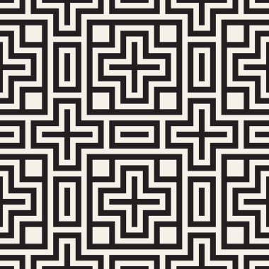 Vektör kusursuz desen. Modern stil soyut doku. Çizgili elementlerden geometrik fayanslar tekrarlanıyor