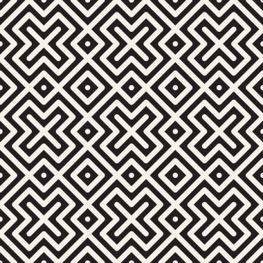 Vektör kusursuz desen. Modern stil soyut doku. Çizgili elementlerden geometrik fayanslar tekrarlanıyor