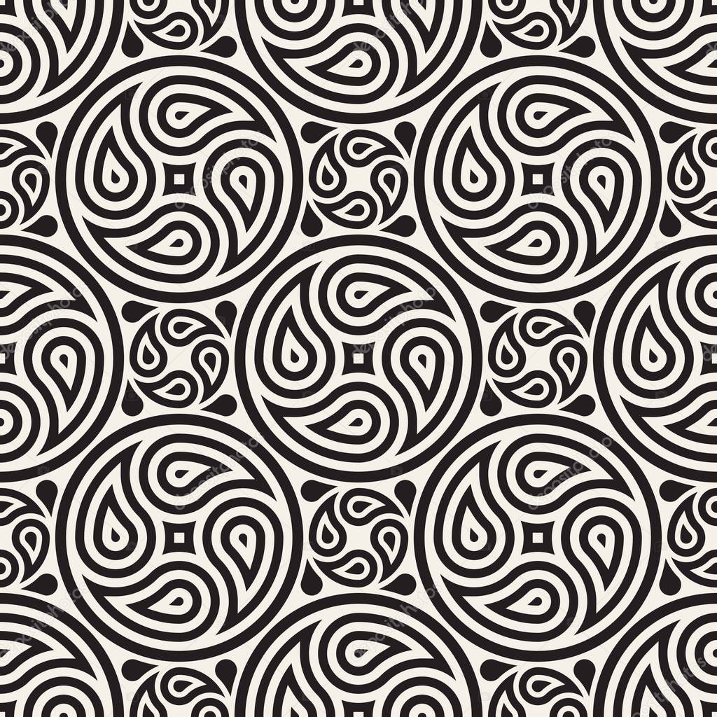 Seamless vector pattern geometric background. Geometric lines lattice. Rounded repeating abstract design elements. 