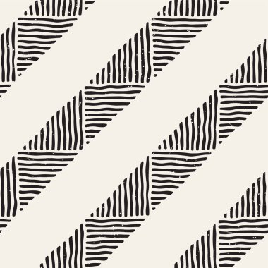 Elle çizilmiş stil etnik seamless modeli. Arka plan siyah ve beyaz fayans soyut geometrik çizgiler.