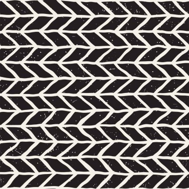 El ile Dikişsiz desen fırça darbeleriyle çizilmiş. Doodle grunge illüstrasyon mürekkep. Geometrik vektör desen.