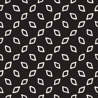 El çekilmiş siyah beyaz mürekkep soyut seamless modeli. Vektör şık doku. Tek renkli geometrik shappes boya fırça satırları