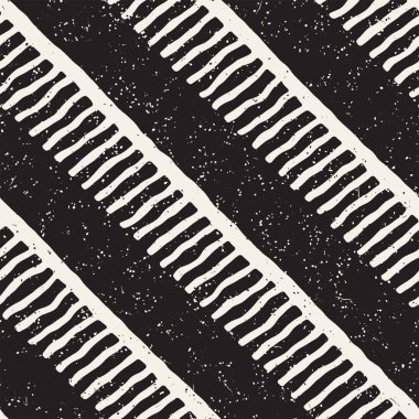 El ile Dikişsiz desen fırça darbeleriyle çizilmiş. Doodle grunge illüstrasyon mürekkep. Geometrik vektör desen.