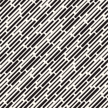 Siyah ve beyaz düzensiz kesik çizgiler desen yuvarlanır. Modern soyut vektör sorunsuz arka plan. Şık kaotik çizgili Mozaik