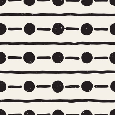 El ile Seamless Modeli hatları çizilmiş. Arka plan serbest fırça darbeleriyle. Siyah ve beyaz doku. Kağıt ambalaj için süsleme.