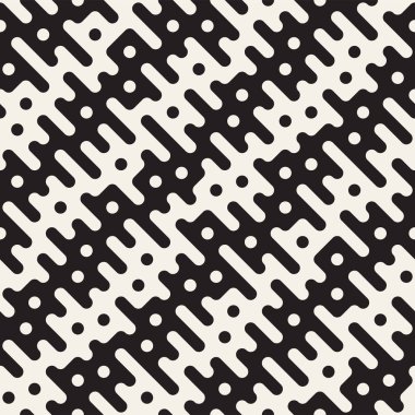 Vektör geometrik noktalar ile seamless modeli. Tek renkli rasgele hattı çizgileri. Yinelenen arka plan tasarım kontrast