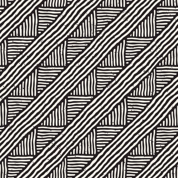 Hand dras stil etniska sömlösa mönster. Abstrakta geometriska plattsättning bakgrund i svart och vitt. — Stock vektor