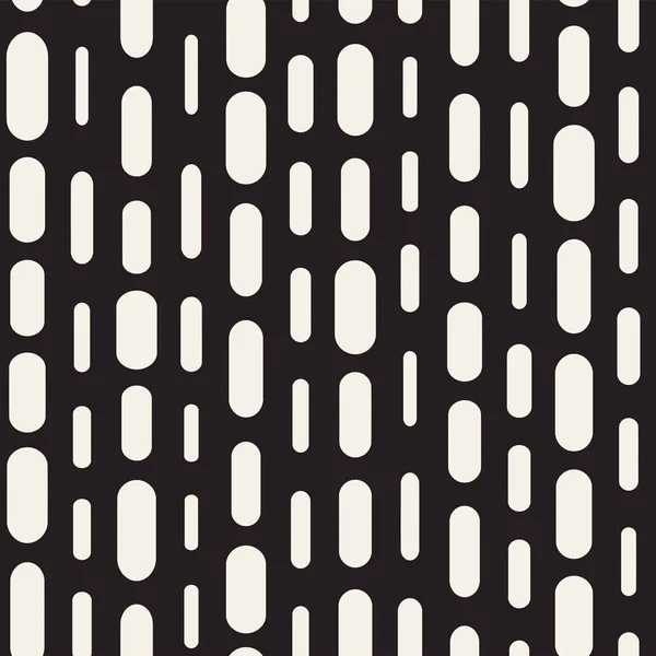 Schwarze und weiße unregelmäßige runde gestrichelte Linien Muster. modernen abstrakten Vektor nahtlosen Hintergrund. schicke chaotische Streifen Mosaik — Stockvektor