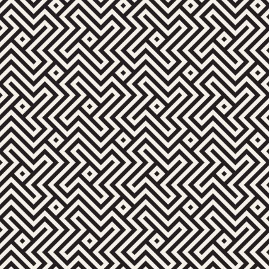 Vektör kusursuz desen. Modern stil soyut doku. Çizgili elementlerden geometrik fayanslar tekrarlanıyor
