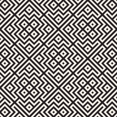 Etnik desen vektör tasarımı. Dikişsiz örgü arka plan. Kare yinelenen satırları öğelerini.