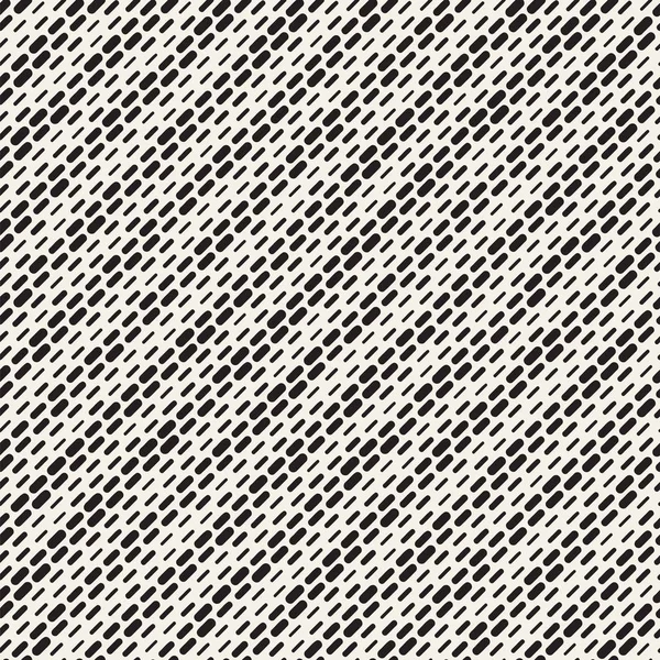 Zwart-wit onregelmatige afgerond onderbroken lijnen patroon. Modern Abstract Vector naadloze achtergrond. Stijlvolle chaotische strepen mozaïek — Stockvector