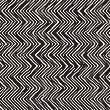 Elle çizilmiş stil seamless modeli. Soyut geometrik döşeme arka plan siyah ve beyaz. Vektör doodle hat kafes