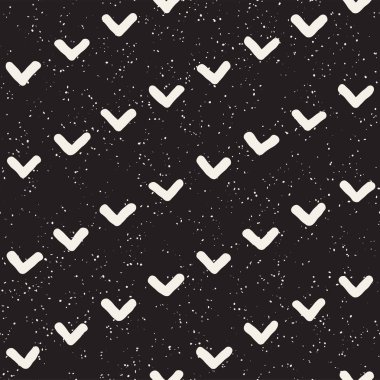 El çekilmiş siyah beyaz mürekkep soyut seamless modeli. Vektör şık doku. Tek renkli geometrik shappes boya fırça satırları