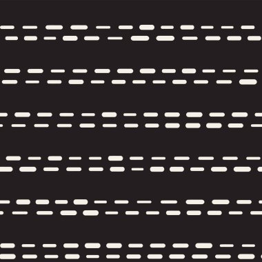 Siyah ve beyaz düzensiz kesik çizgiler desen yuvarlanır. Modern soyut vektör sorunsuz arka plan. Şık kaotik çizgili Mozaik